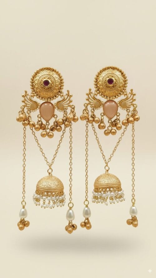 Kashmiri Golden Filigree Earrings