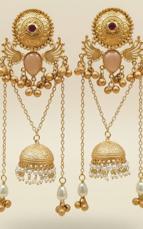 Kashmiri Golden Filigree Earrings