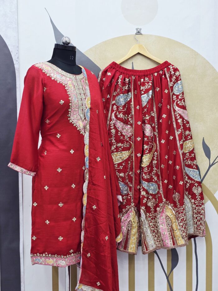 Full Flair Partywear Sharara Suits - 3 piece - Image 3