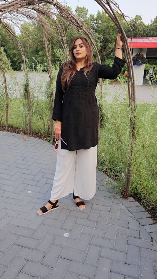 Tone to tone lucknavi kurti Black