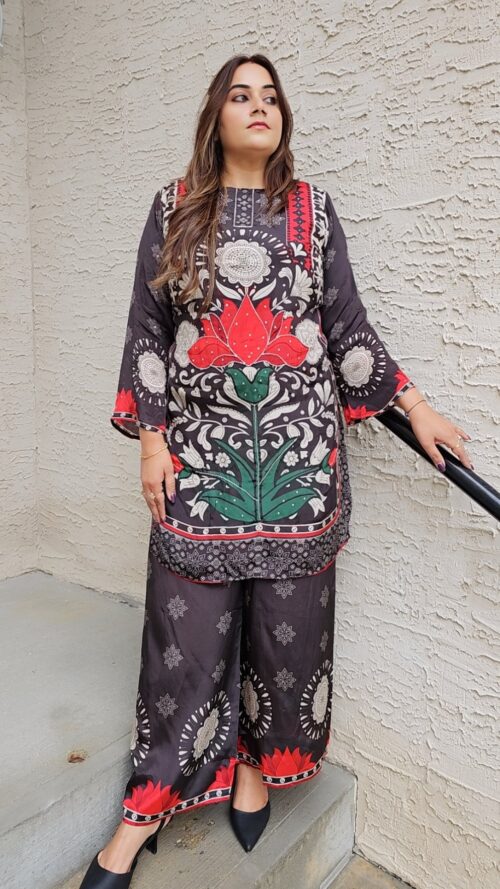 Pure Crepe Trendy Coordset with mirror & cutwork