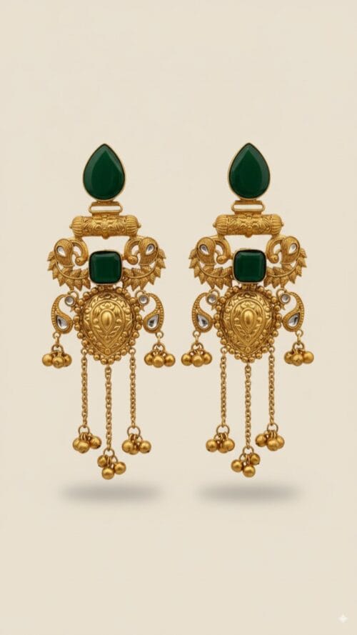 Kashmiri Stone Drop Earrings