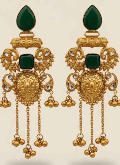 Kashmiri Stone Drop Earrings