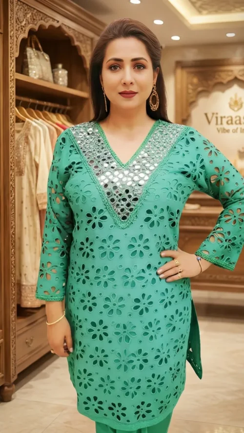 Mirror Work Schiffli Cord Set Vibes