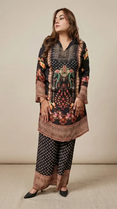 Black Turkish Premium Crepe Cord Set