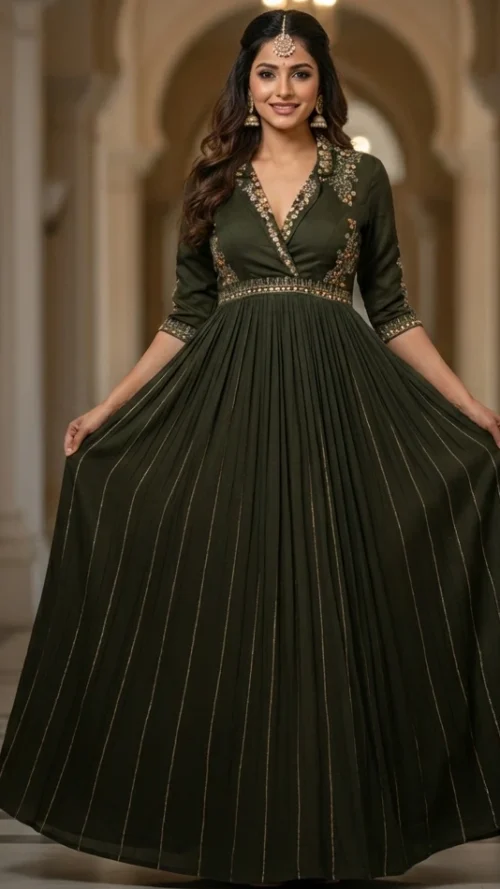 Partywear heavy gown with sequin and embroidery maxi dress - wedding / reception/bridesmaid indian Pakistani gowns